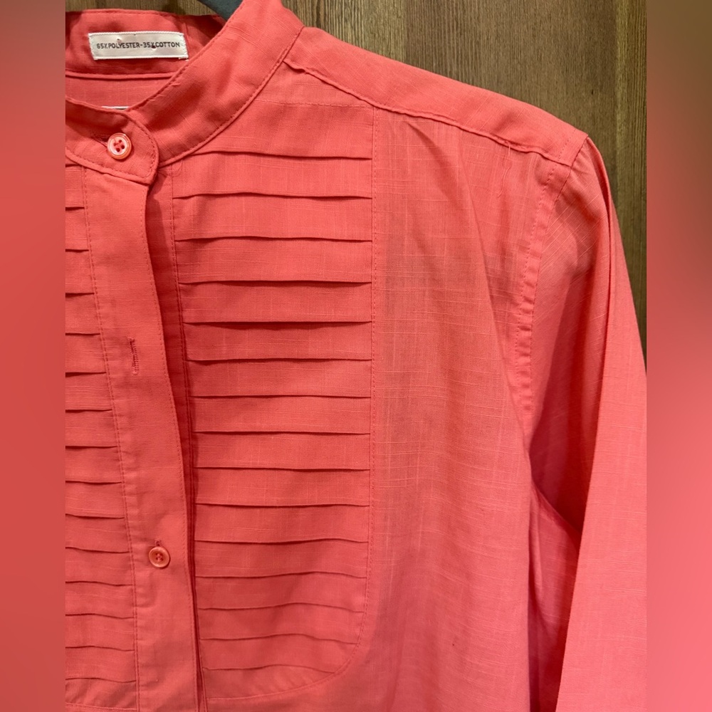 Peter Ashley Women's Coral Button-Up Blouse - Picture 3 of 5